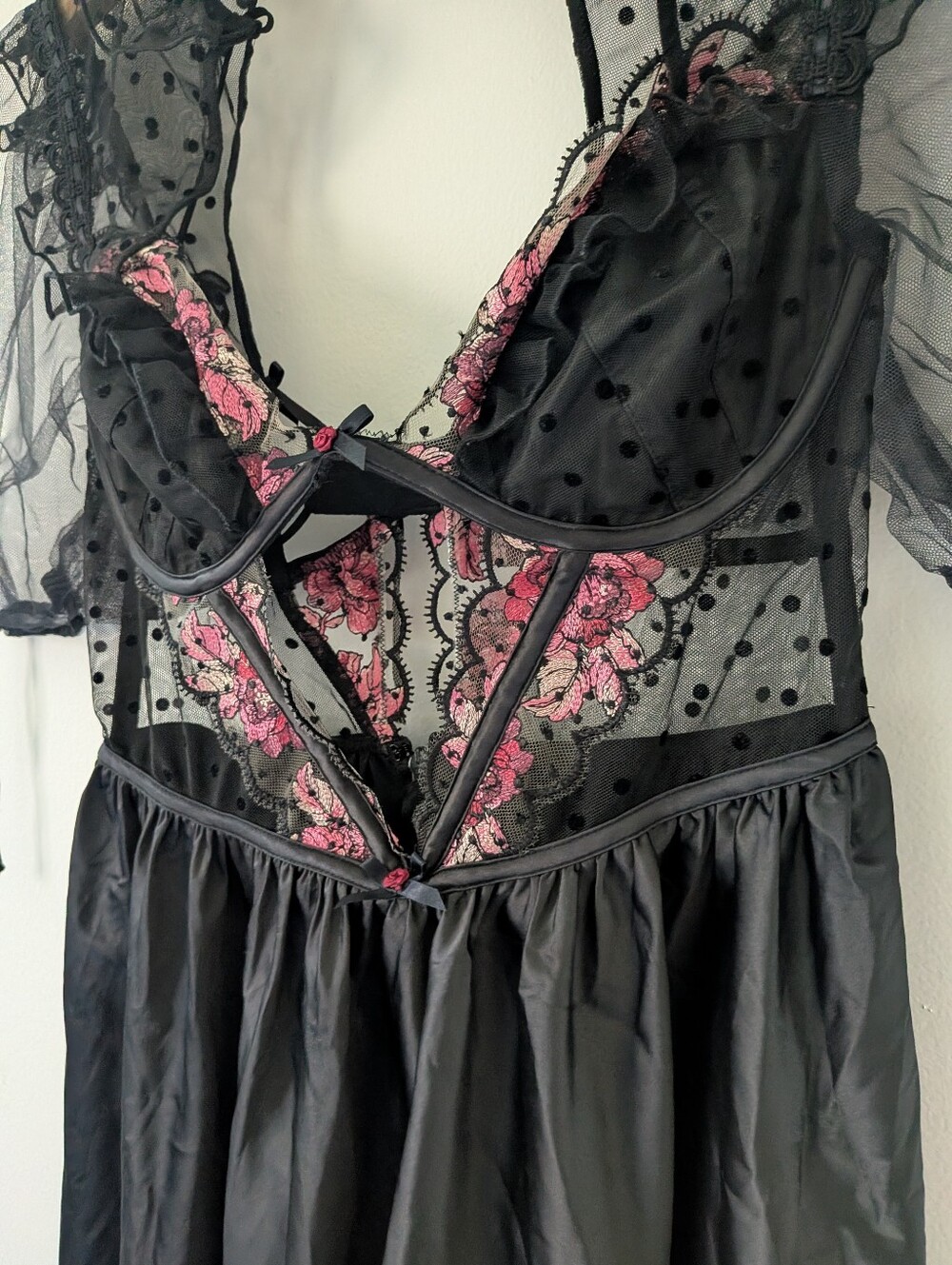 For Love and Lemons Juliet Puff Sleeve Black Lace Dress - Picture 3 of 12